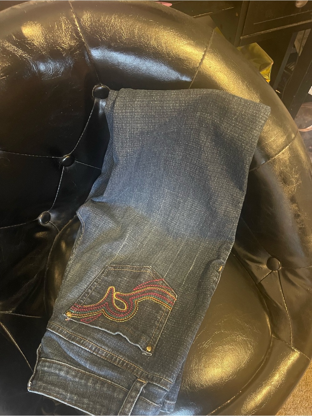Vintage RocaWear Jeans Embroidered Pocket Dark Wash Jeans